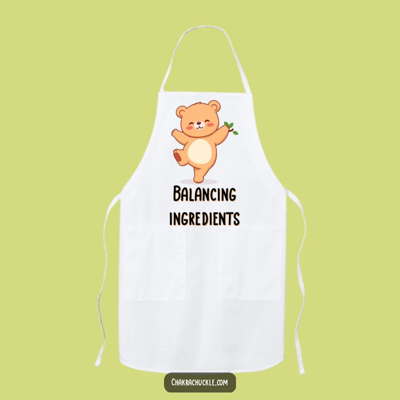 Funny Kawaii Bear Yoga Apron: Hilarious Tree Pose Kitchen Wear for Beginners Gift