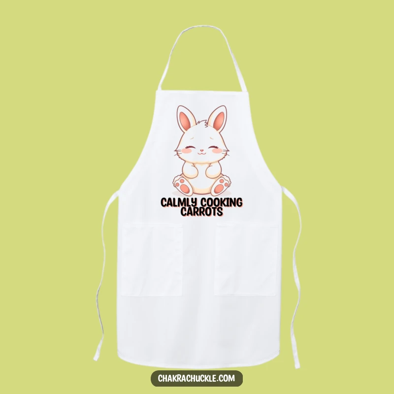 Funny Zen Bunny Yoga Apron, Peaceful Rabbit Kitchenwear for Calm Cooking and Chef Gifts