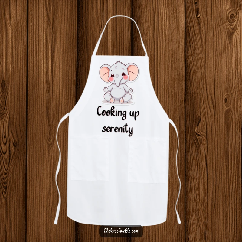 Funny Elephant Yoga Apron: A joyful elephant sits in meditation, swaying gently, ready to help you cook with peace.