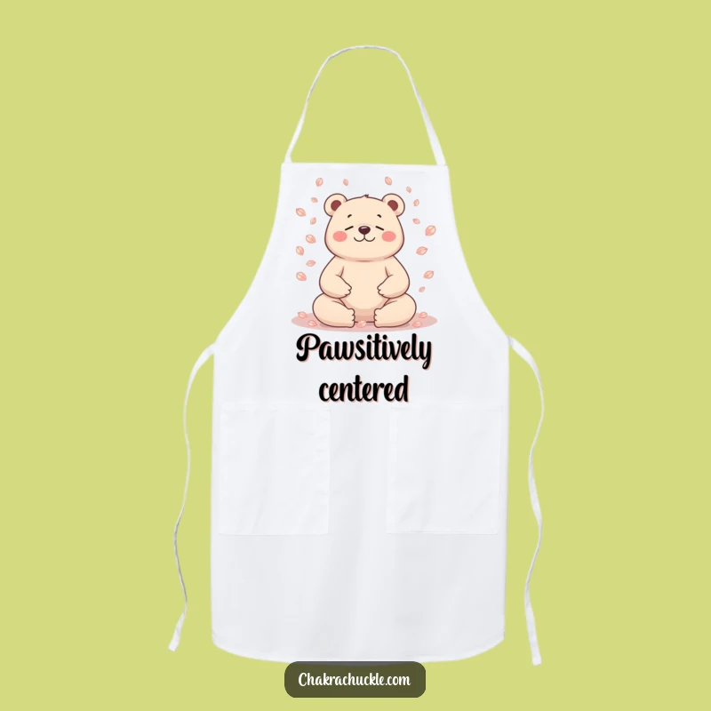 Funny Bear Meditation Apron: Serene Petal Yoga Chef, Perfect Funny Gift
