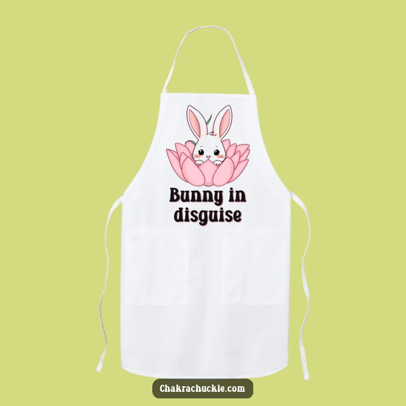 Funny Curious Rabbit Lotus Kitchen Apron - Whimsical Cooking & Baking Accessory