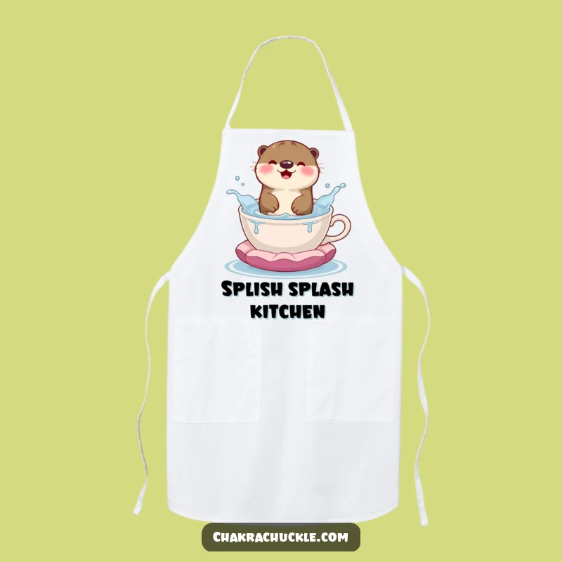 Funny Happy Otter Apron: Playful Kitchen Wear for a Cheerful Cook