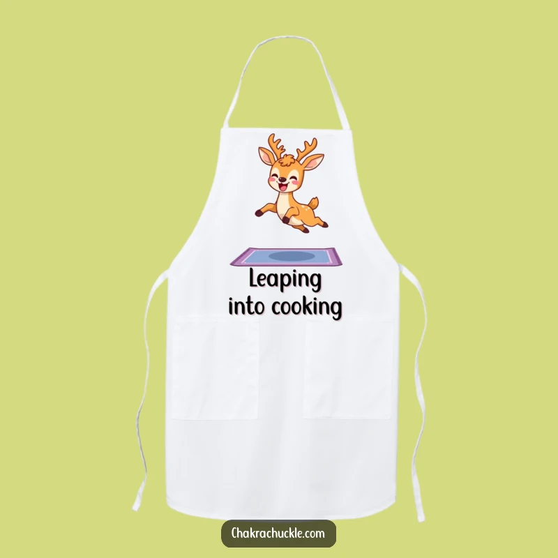 Funny Kawaii Deer Yoga Apron: Joyful Leaping Kitchen Wear for Active Cooks Gift