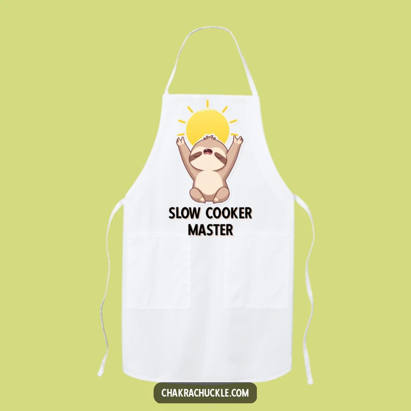 Funny Sloth Apron - Kitchen Wear with Yoga Sloth in Sun Salutation