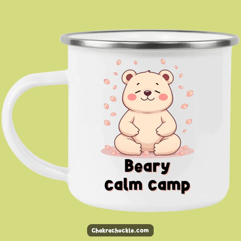 Funny Bear Meditation Camping Mug: Serene Petal Yoga Adventure, Perfect Funny Gift