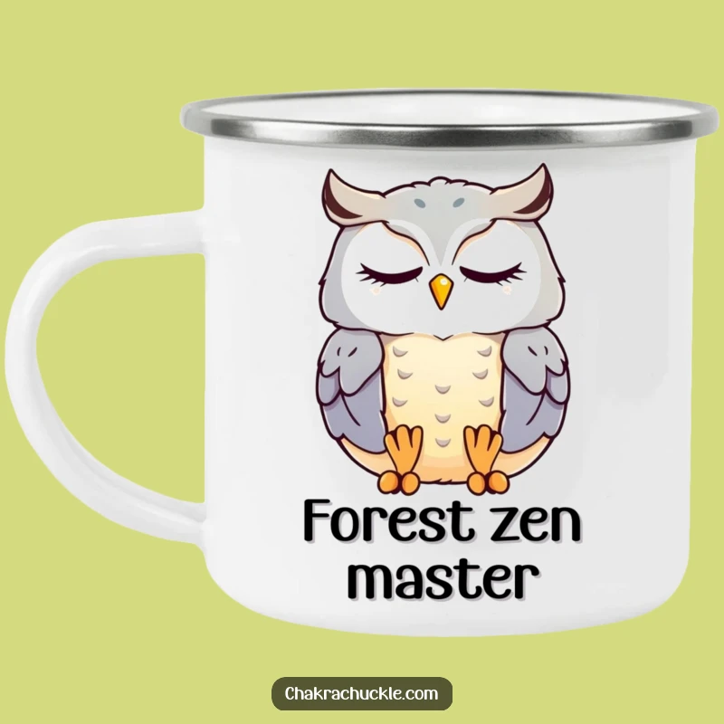 Funny Meditating Owl Camping Mug: Kawaii Bird Outdoor Zen, Great Gift