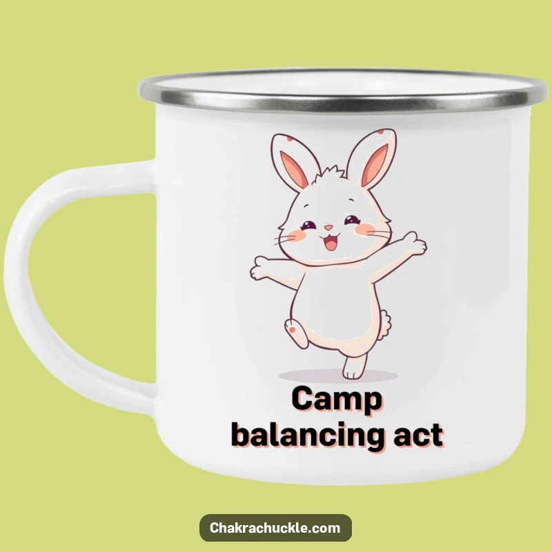 Funny Rabbit Balance Camping Mug: Durable Acrobat for Humorous Outdoors