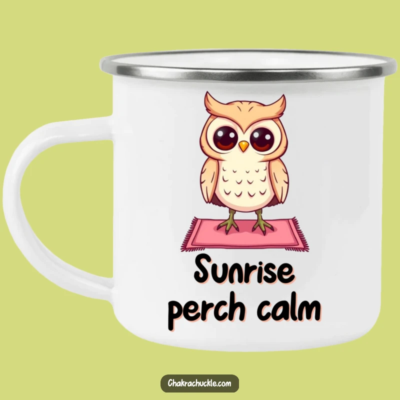 Funny Curious Owl Yoga Camping Mug: Find Your Balance Outdoors