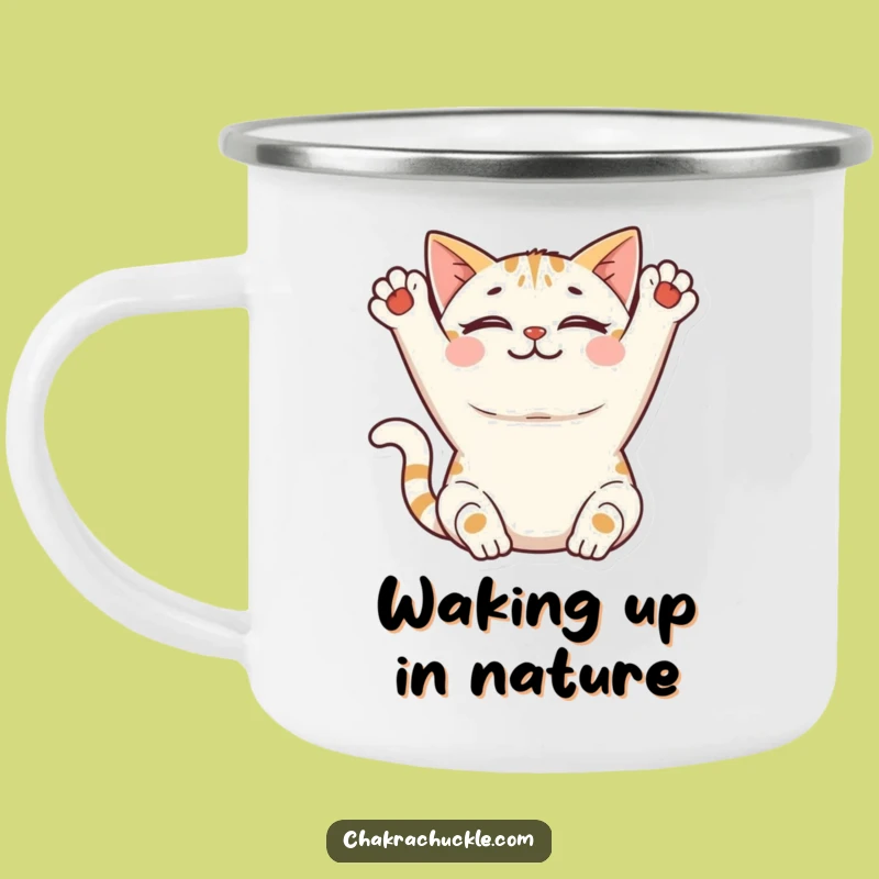 Funny Cat Camping Mug: Peaceful Stretcher - Outdoor Gift!