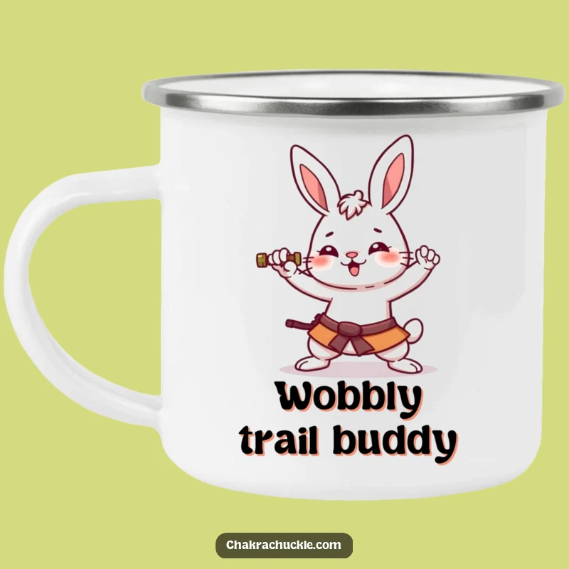 Funny Warrior Rabbit Camping Mug: Amused Bunny Outdoor Humor, Great Gift