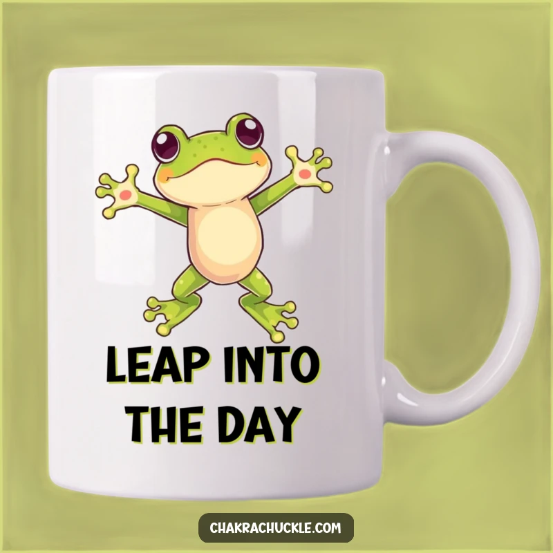 Funny Frog Leap Mug: Dynamic Balance & Open Arms for a Humorous Gift