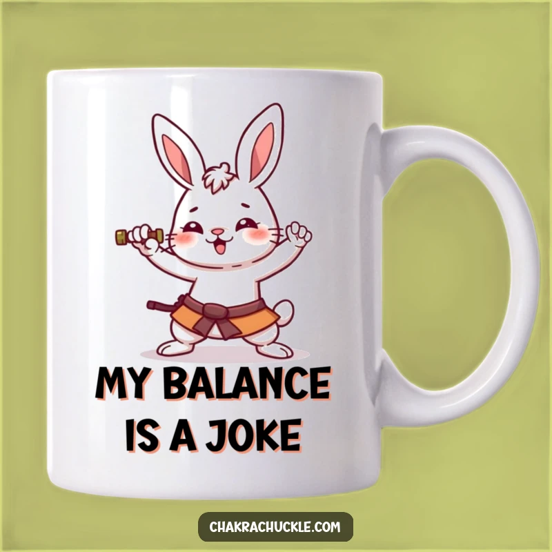 Funny Warrior Rabbit Mug: Amused Kawaii Bunny Doing Yoga, Perfect Gift Idea
