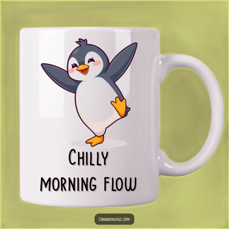 Funny Yoga Penguin Mug: Bouncy Kawaii Bird Balance Pose, Perfect Gift