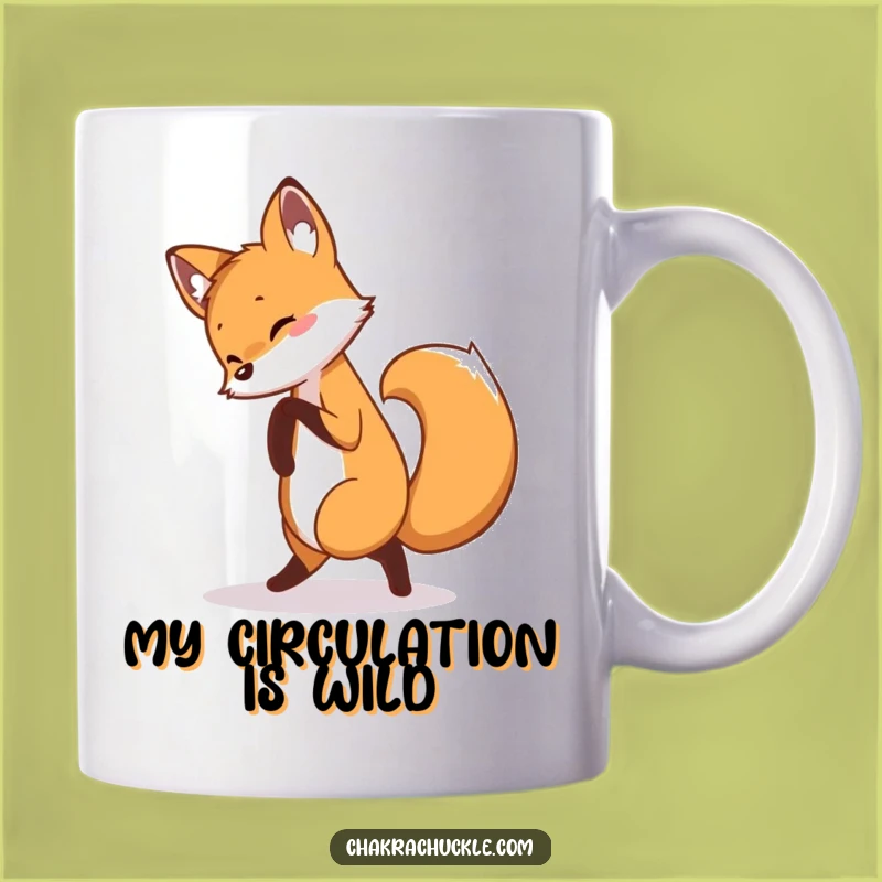 Funny Fox Yoga Mug: Playful Acrobat Fox Chasing Tail, A Hilarious Gift for Fox Lovers
