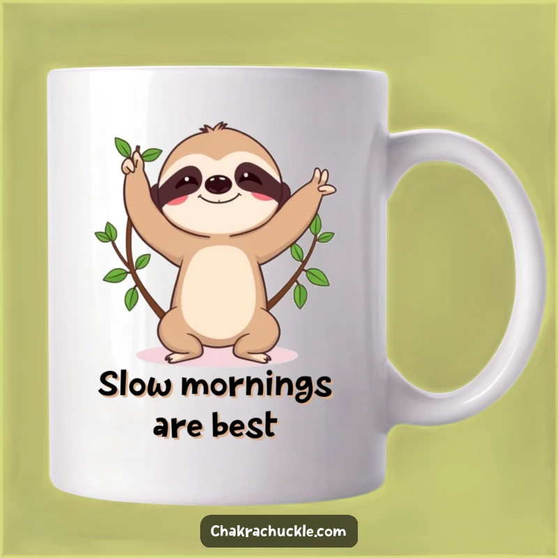 Funny Sloth Yoga Mug: Determined Tree Pose Character, Perfect Funny Gift