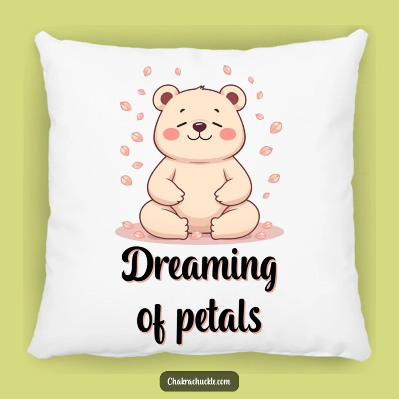 Funny Bear Meditation Pillow: Serene Petal Yoga Character, Cozy Funny Gift