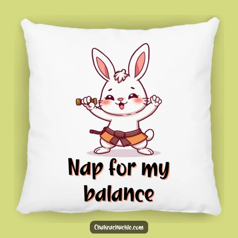 Funny Kawaii Rabbit Warrior Pillow: Amused Yoga Cushion, Cozy Gift