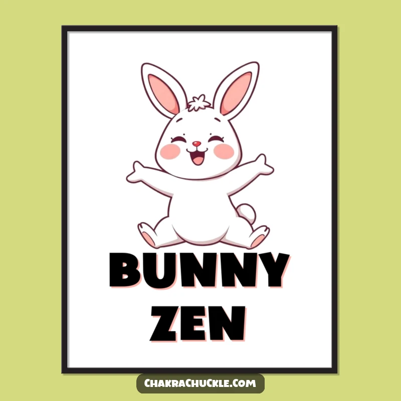 Funny Yoga Bunny Digital Art, a Cute Printable Gift for Walls
