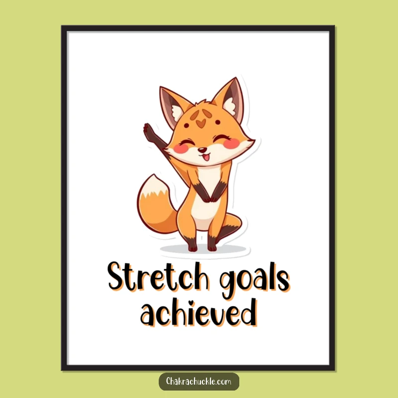 Funny Fox Yoga Digital Art: Playful Animal Pose for Instant Hilarious Decor