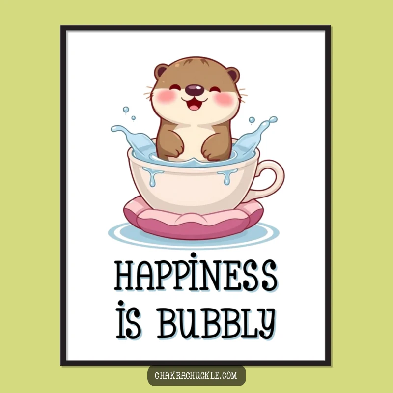 Funny Happy Otter Digital Art: Playful Meditation Print for Instant Joy