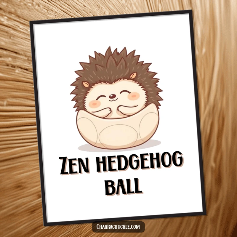 Funny Hedgehog Digital Art Print of a hedgehog rolled into a zen ball, ready for download.