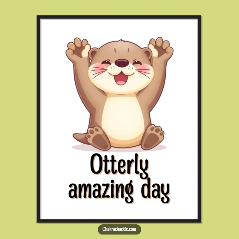 Funny Otter Digital Art - Stretching Paws for Joyful Decor