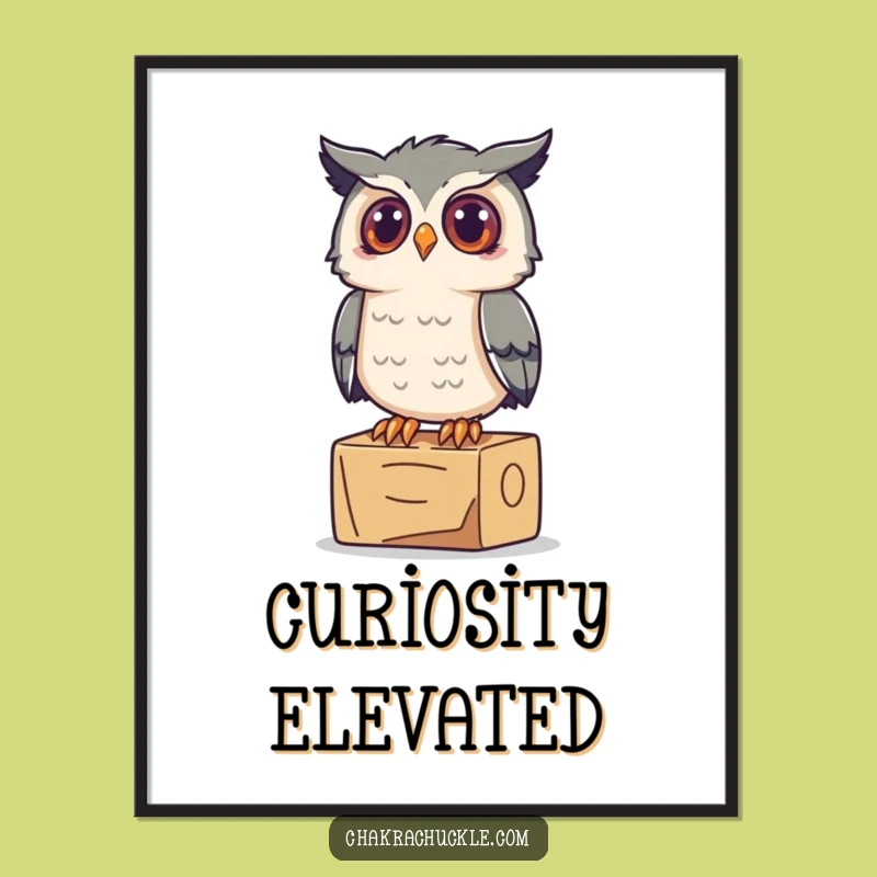 Funny Owl Digital Art: Curious Percher Print - Instant Gift!