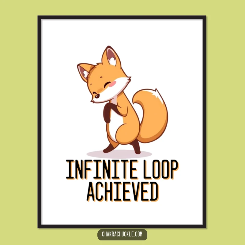 Funny Fox Digital Art: Playful Yoga Fox Print, Instant Download Funny Gift