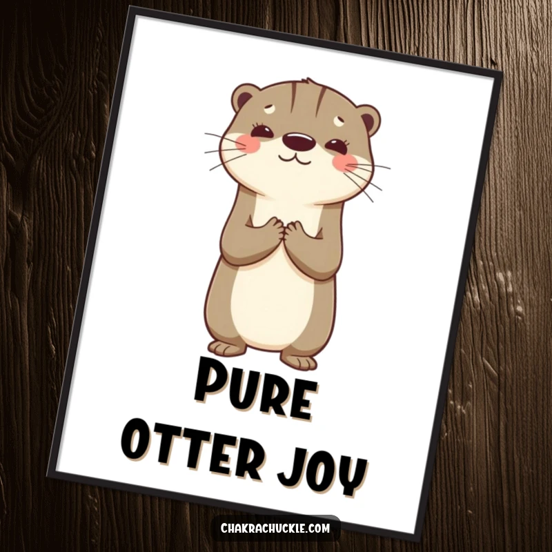 Funny digital art of a playful otter balancing on its back, hands in gratitude, ready to bring smiles instantly.