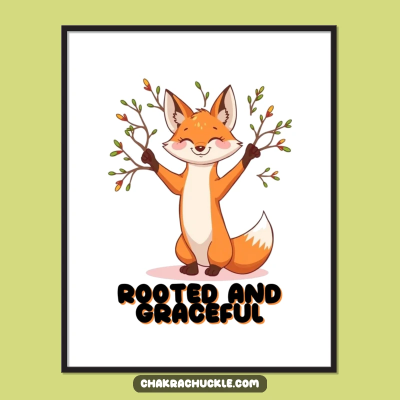 Funny Yoga Fox Digital Print - Instant Art of Woodland Serenity