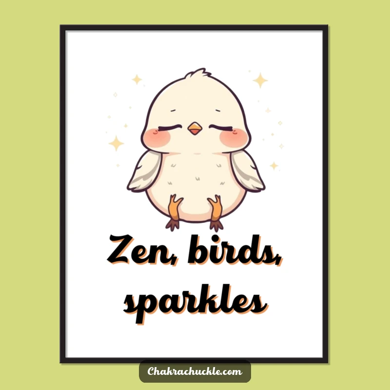 Decorate your digital space with humor and Zen using this funny sparrow art print. The meditating bird design is inspiring.
