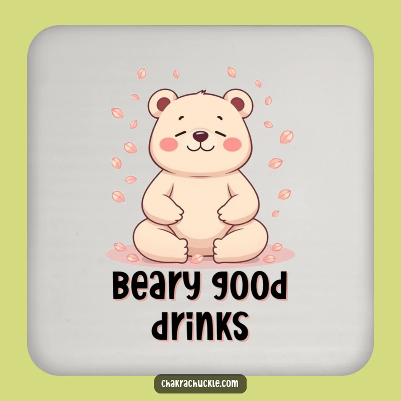 Funny Bear Meditation Coaster: Serene Petal Yoga Protection, Perfect Funny Gift
