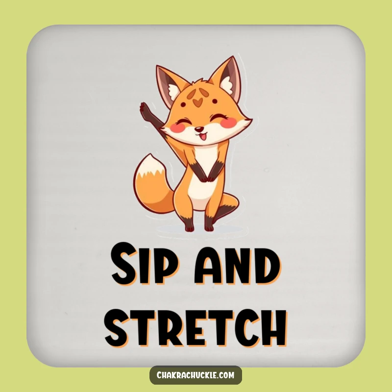 Funny Fox Yoga Coaster: Cute Animal Pose to Protect Surfaces Hilariously