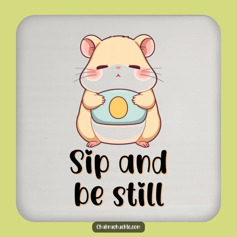 Funny Hamster Zen Coaster - Protect Surfaces with Humorous Meditation Art