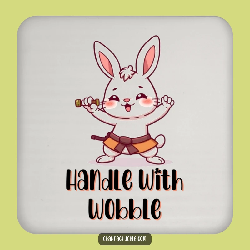 Funny Kawaii Rabbit Warrior Coaster: Amused Table Protection, Cute Gift