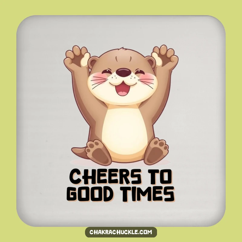 Funny Otter Coaster - Stretching Paws to Protect Surfaces
