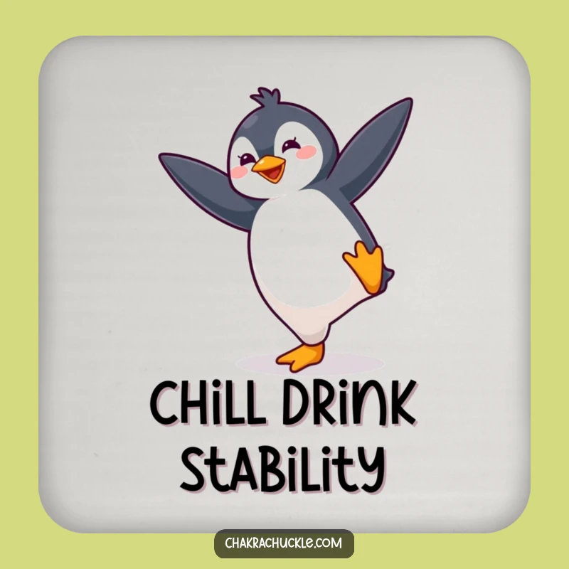 Funny Yoga Penguin Coaster: Bouncy Bird Table Decor, Cute Gift