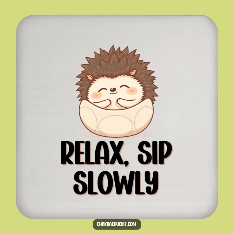 Funny Hedgehog Coaster - Protect Surfaces With Peaceful Zen Art Gift