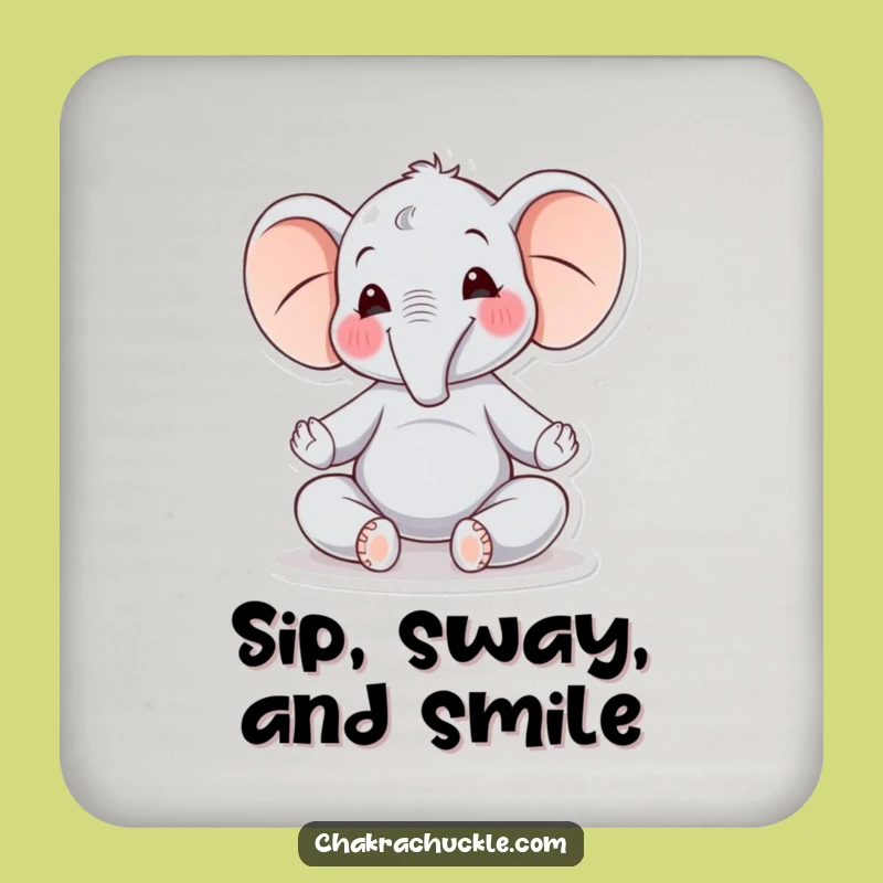 Funny Elephant Coaster: Joyful Meditator Protection - Gift!