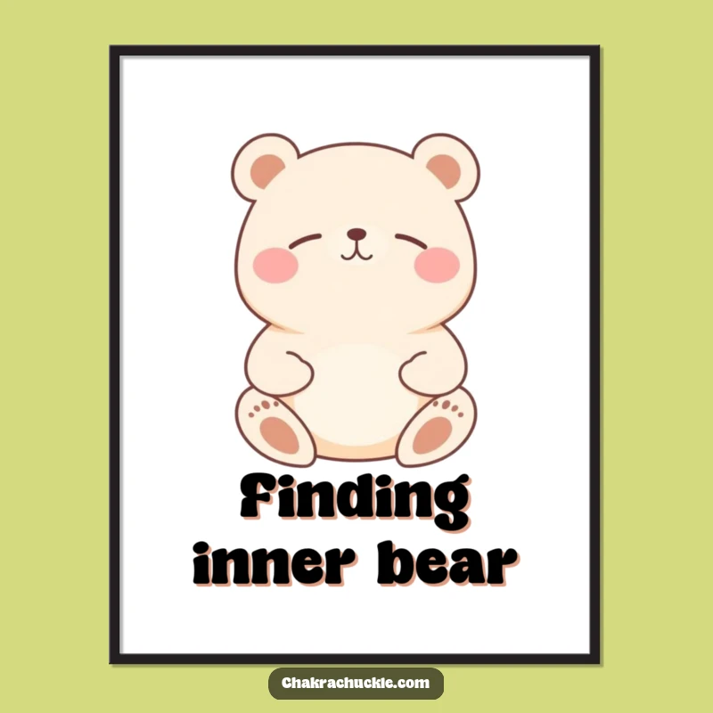 Funny Bear Meditation Poster: Peaceful Yogi Animal Art for Humorous Decor