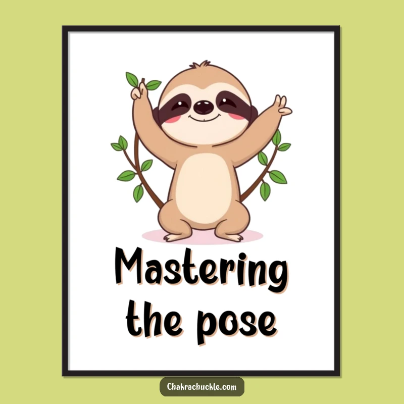 Funny Sloth Yoga Poster: Determined Tree Pose Art, Perfect Funny Gift