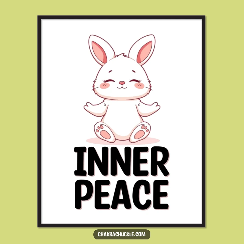 Funny Yoga Bunny Poster: Serene Character Art for a Peaceful Space