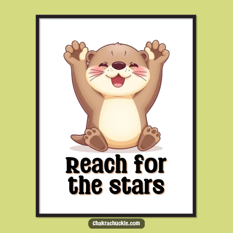 Funny Otter Poster - Stretching Paws, Radiant Smile Wall Art