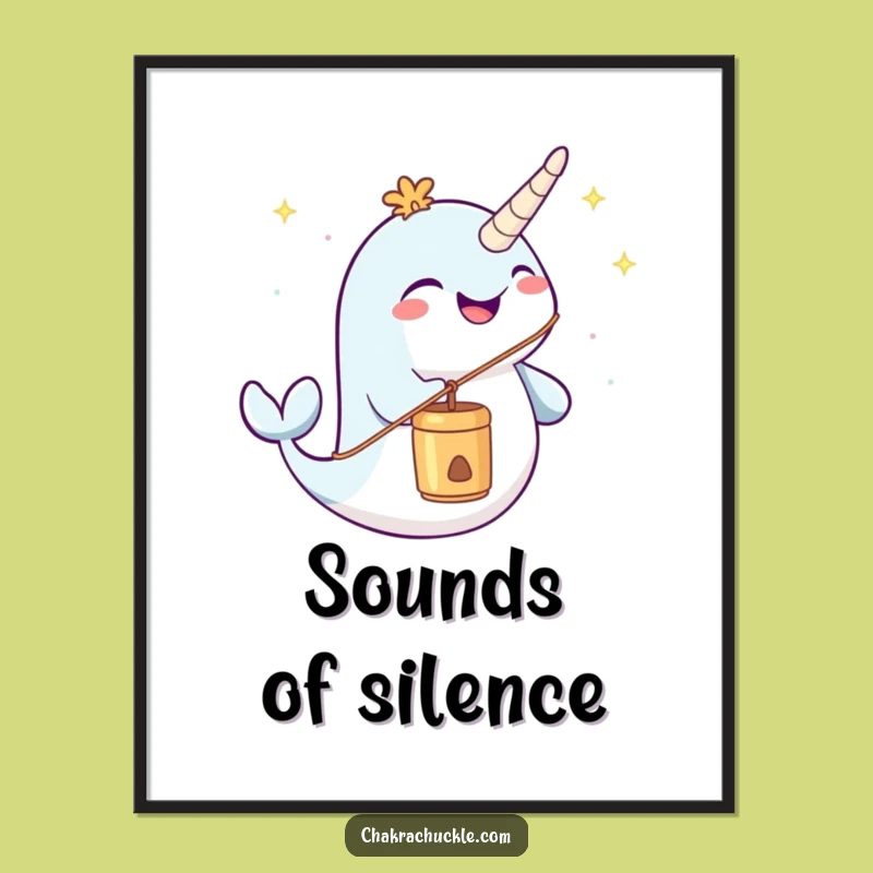 Funny Narwhal Meditation Poster - Joyful Chime Blower Wall Art