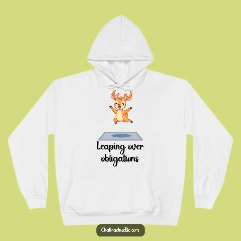 Funny Kawaii Deer Yoga Hoodie: Joyful Deer Leap Pose Cozy Gift