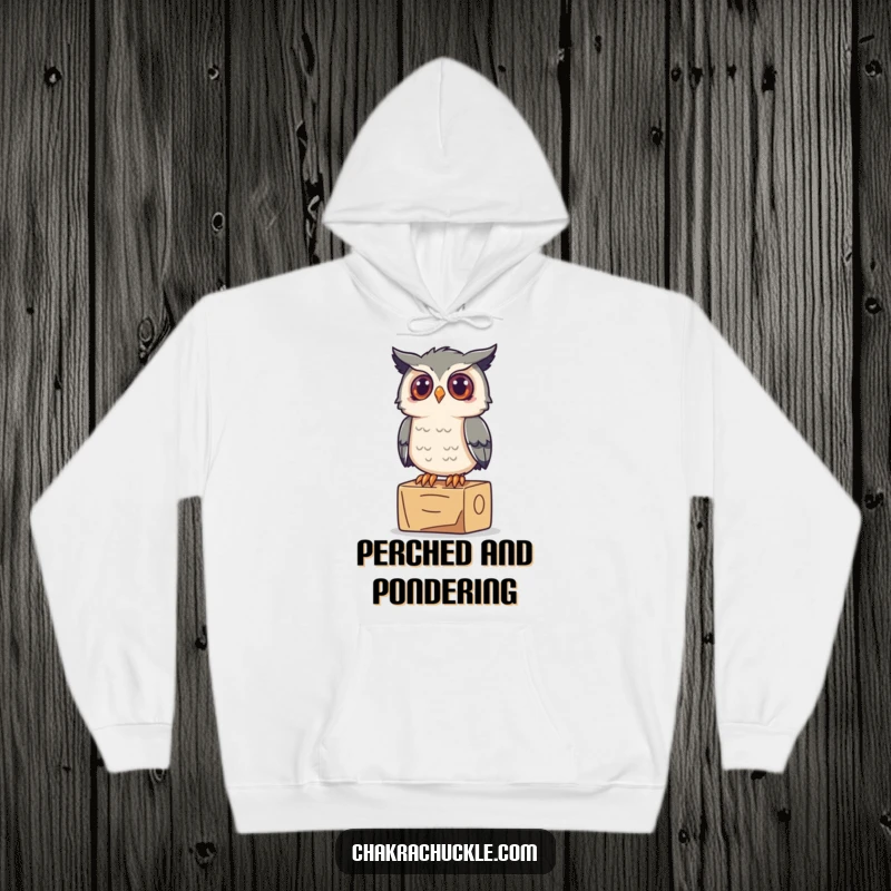 Funny Owl Yoga Hoodie: A curious owl perches inquisitively on a yoga block, observing the world with wisdom.