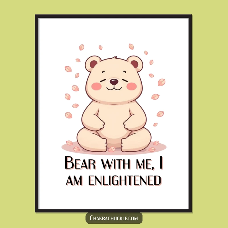 Free Printable Wall Art: Serene Bear Meditation Floral Art