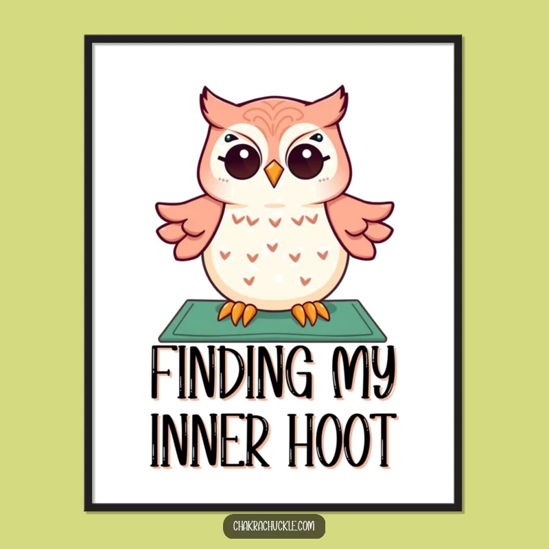 Free Printable Wall Art: Giggling Owl Meditating - Funny Downloadable Zen Decor