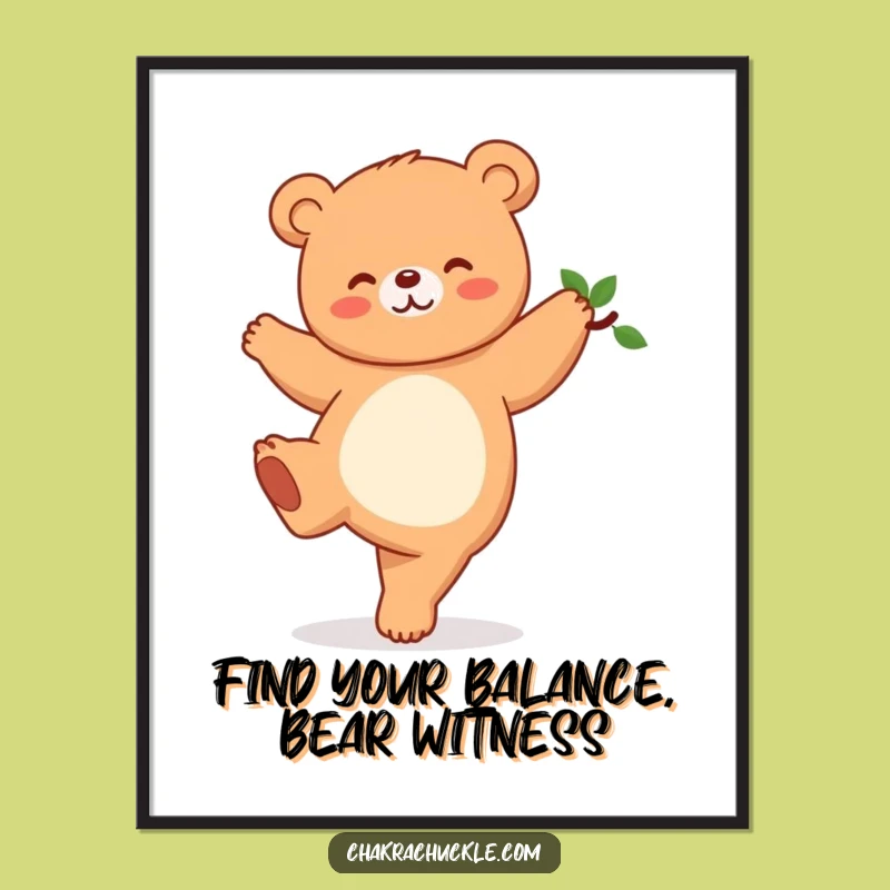 Free Printable Funny Yoga Bear Wall Art: Kawaii Decor - Hilarious Downloadable Gift!