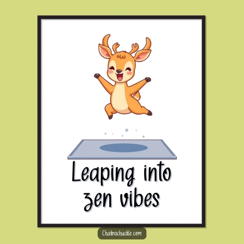 Free Printable Wall Art: Deer Yoga Leap Funny Downloadable Decor Gift